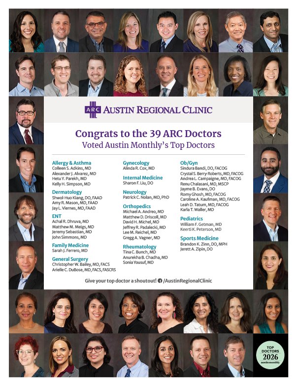 List of ARC Austin Monthly Top Docs 2026
