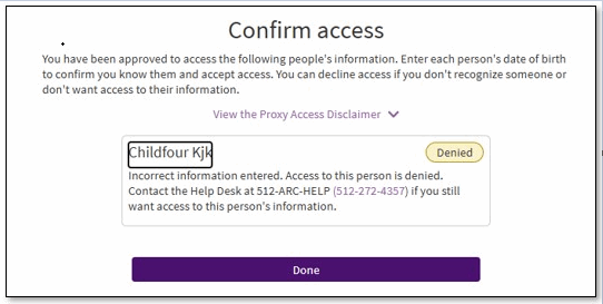Example of the Confirm Access screen in MyChart