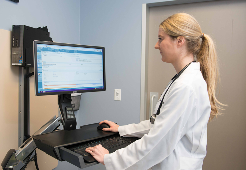 Doctor updating medical records