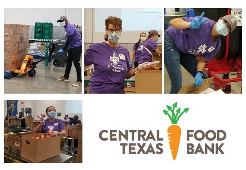 Austin Regional Clinic employees helping at the Central Texas Food Bank