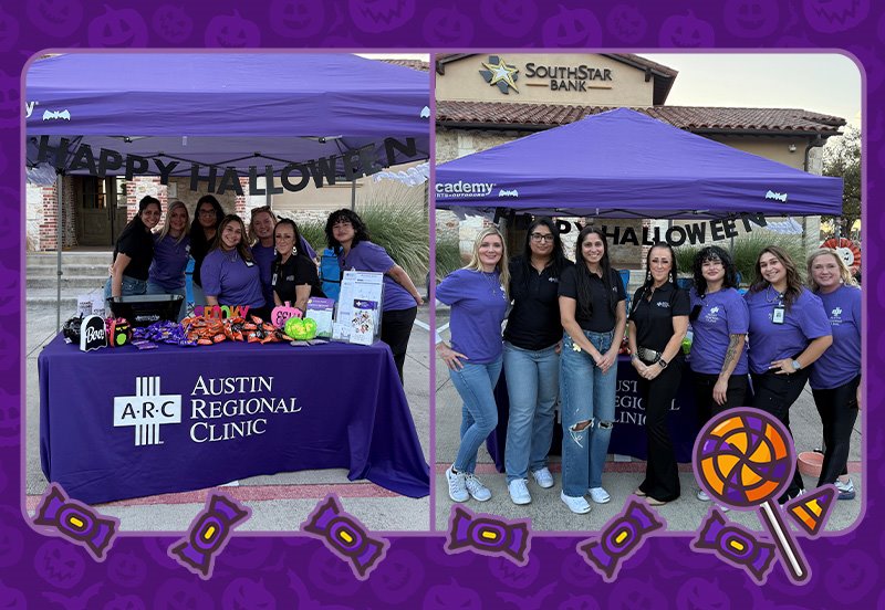Halloween themed collage of ARC team at the 2025 Southstar Bank Halloween Trunk-or-Treat event