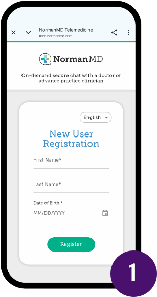 the NormanMD registration page