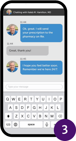 an example of a text conversation on NormanMD