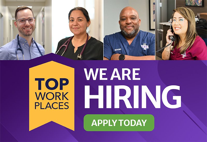'We are hiring' banner for ARC with the Top Work Places award ribbon and an 'Apply Today' call to action