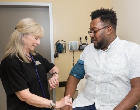 a doctor checking a patient