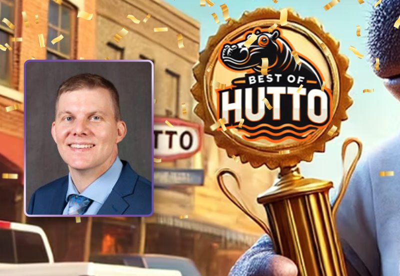 Best of Hutto 2025 awards logo and an image of Dr. Kyle Suire who was nominated for "Best Family Doctor"