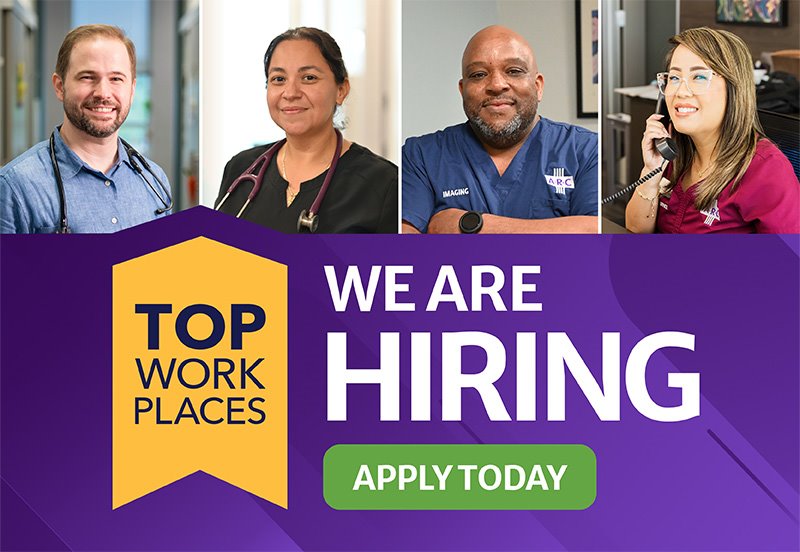 'We are hiring' banner for ARC with the Top Work Places award ribbon and an 'Apply Today' call to action
