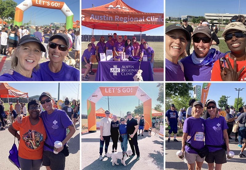 Collage of ARC team members having a good time at the 2025 Walk MS Austin event