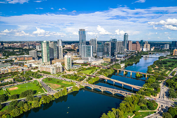 Sky view of downtown Austin, Texas