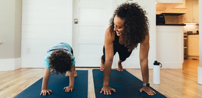 Family exercising together