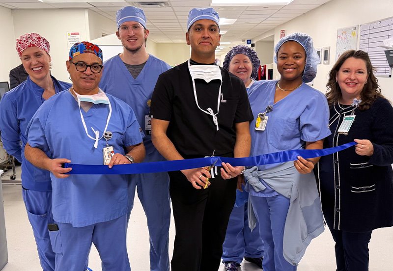 Dr. Akshay Yadhati and his surgical team for Austin's first next-gen robotically navigated Transforaminal Lumbar Interbody Fusion (TLIF)