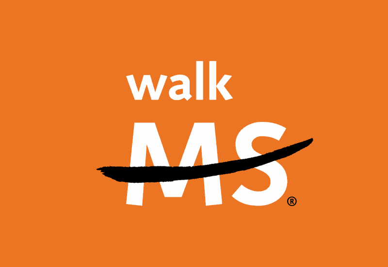 Walk MS logo with a orange background